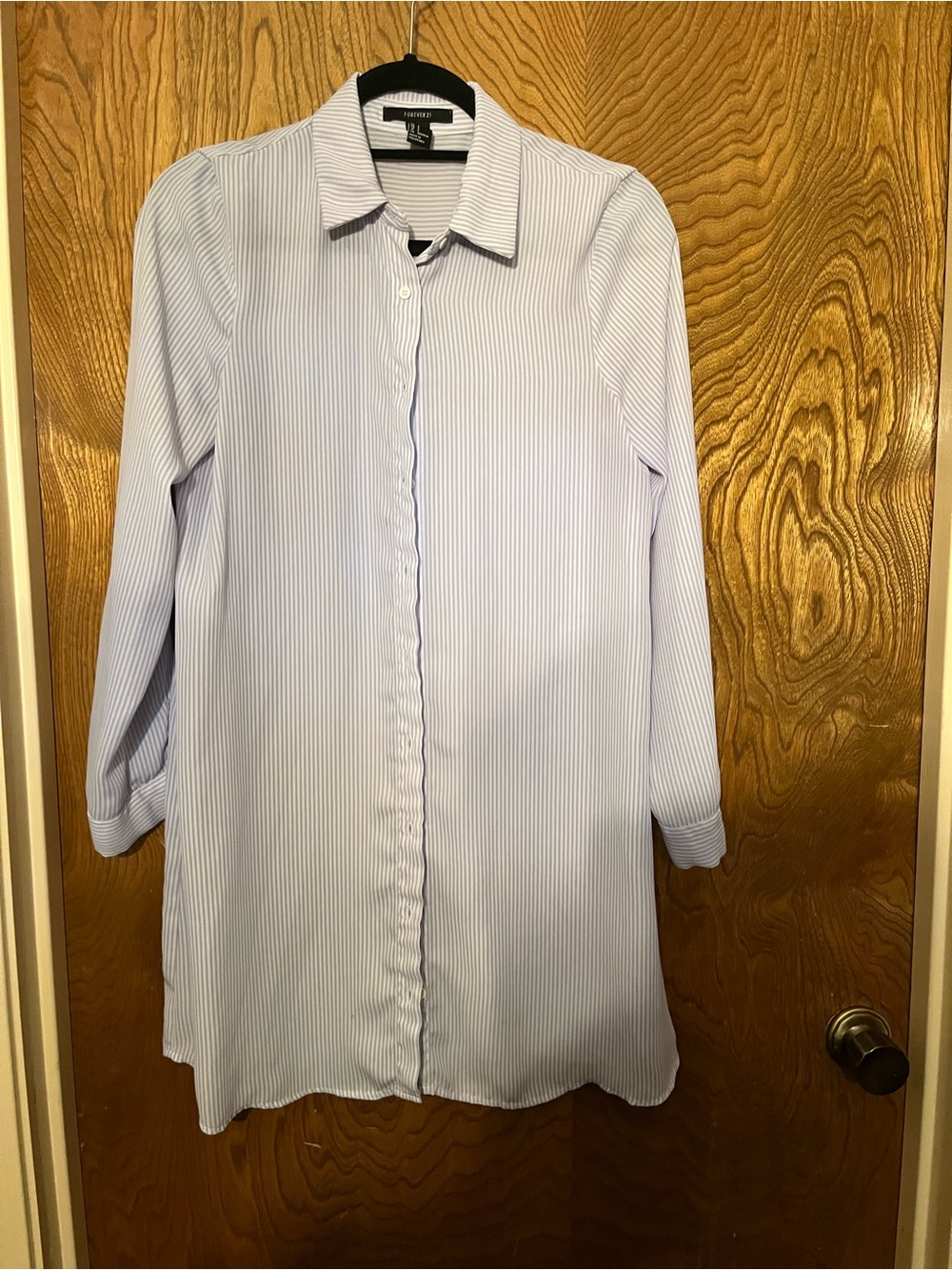 Light Blue Pinstripe Men's Dress Shirt - Classic Collared Button-Up